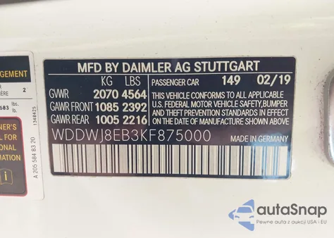 2019 Mercedes-Benz C 300 4Matic z USA, uszkodzony, nr VIN WDDWJ8EB3KF875000